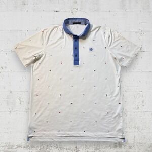 Greyson Men's Spirit of Lanai Polo Shirt Mens Size XXL White Print Golf Athletic